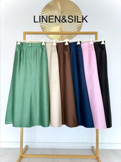 CLOTHÉ - Silk and linen skirt